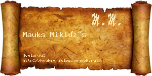 Mauks Miklós névjegykártya